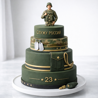 Торт большой с солдатом на праздник 23 февраля