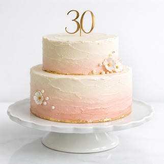 Торт розовый на юбилей 30 лет с цветами
