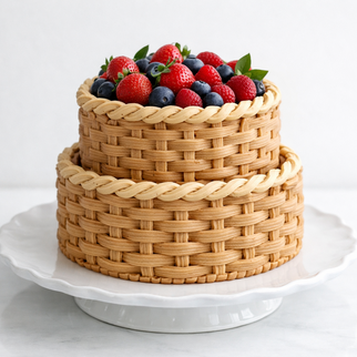 Торт корзина с ягодами с клубникой и голубикой