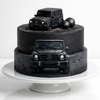 Торт черный с Мерседес Гелендваген