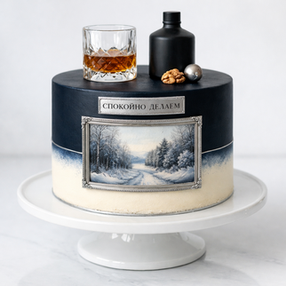 Торт брутальный для мужчины с картиной пейзажем