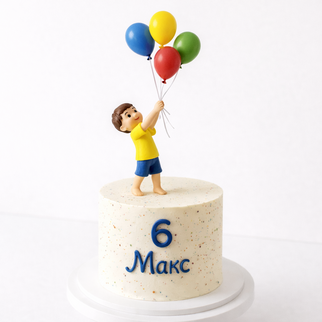 Торт на 6 лет мальчику с фигуркой и шариками