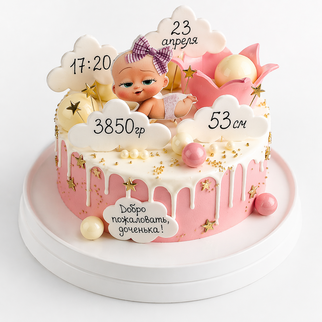 Торт на рождение выписку малыша с фотопечатью