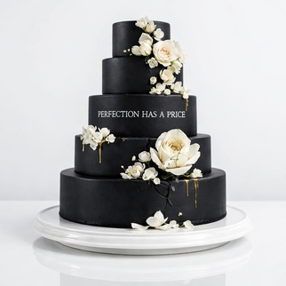 Торт черный с золотом дизайнерский с розами