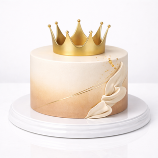 Торт бежевый с золотой короной