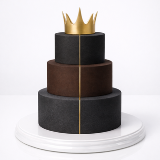 Торт черный 3 яруса в стиле минимализм с золотой короной