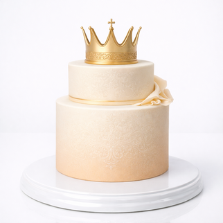 Торт бежевый 2 яруса с золотой короной