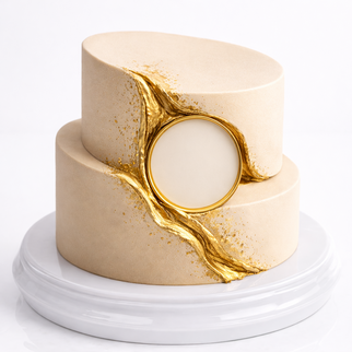 Торт в стиле минимализм с золотом с фотопечатью