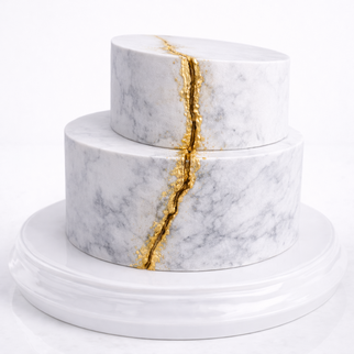 Торт в стиле минимализм под мрамор с золотой прожилкой