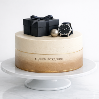 Стильный торт с часами для мужчины