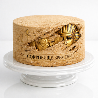 Торт стилизованный под приключенческий фильм с песком и фараоном