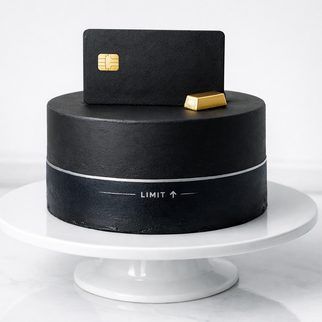 Торт с кредиткой и слитком золота черный