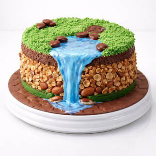 Торт для геолога на природе с водопадом