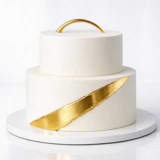 Торт золотой 2 яруса в стиле минимализм с золотом
