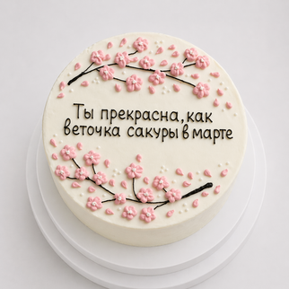 Бенто торт с надписью «ты прекрасна, как веточка сакуры»