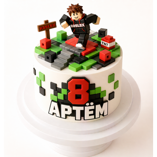 Торт Роблокс с фигуркой на платформе на 8 лет