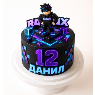 Торт Роблокс неон с фигуркой и цифрой 12