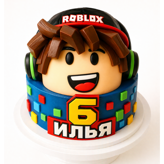 Торт Роблокс с головой персонажа на 6 лет
