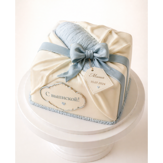 Торт на выписку в виде конверта с бантом