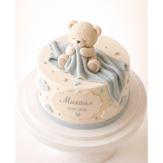 Торт с мишкой и пледом на выписку