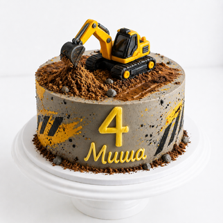Торт с экскаватором и землёй на 4 года