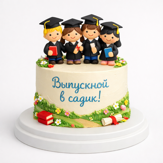Торт на выпускной в садике с фигурками детей