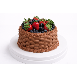 Торт корзинка с ягодами и шоколадным плетением