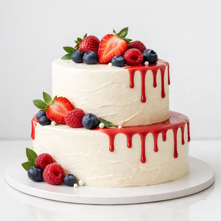 Торт с лесными ягодами и клубничным сиропом