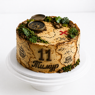 Торт карта приключений на 11 лет с компасом