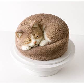 Торт в виде спящего кота с реалистичной шерстью