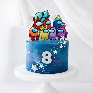 Торт космический Амонг ас на 8 лет с фигурками