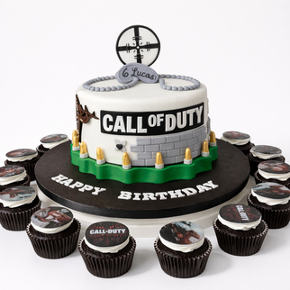 Праздничный набор с тортом Call of Duty и капкейками