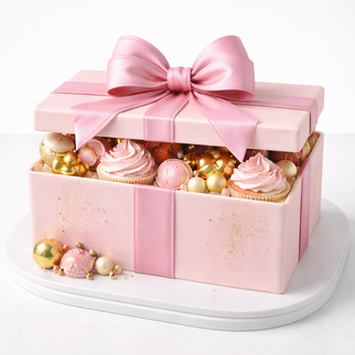 Торт в виде подарочной коробки с бантом