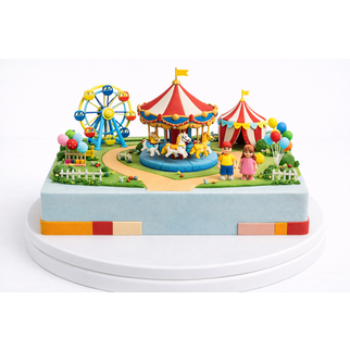 Торт с каруселью и парком развлечений