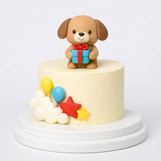 Детский торт с собачкой и подарком