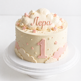 Торт на годик с облаками и цифрой 1