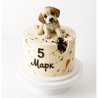 Торт с щенком и эффектом «погрыз» на 5 лет