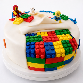 Торт с эффектом разрыва и блоками конструктора