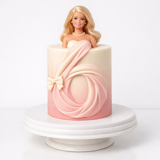 Торт Барби с драпировкой и бантом