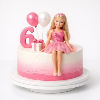 Торт Барби с цифрой 6 и шарами