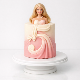 Торт Барби с драпировкой и бантом