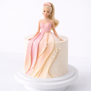 Торт Барби в розовом платье