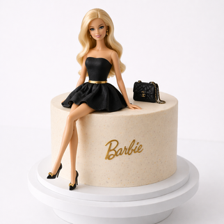 Торт Барби в чёрном платье