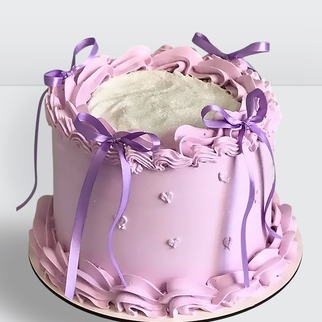 Торт ламбет розовый с розовыми ленточками сердечками и блестками