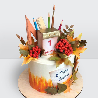 ? Торт на 1 сентября. Календарь и линейка. Рябина. Торт на день учителя