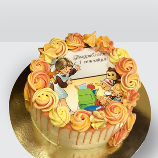 ? Торт на 1 сентября. Ретро с розочками. Торт на день учителя
