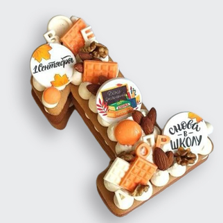 ? Торт на 1 сентября в виде цифры 1 с шоколадом и орехами. Торт на день учителя