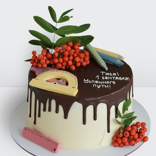 ? Торт на 1 сентябр облитый шоколадом с рябиной. Торт на день учителя