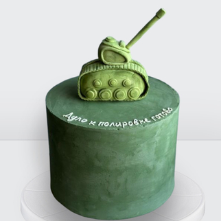 ? Торт милитари для мужчин на 23 февраля зеленый с танком