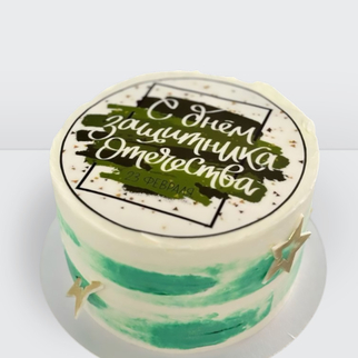 ? Торт милитари для мужчин на 23 февраля зеленый с надписью и звездами